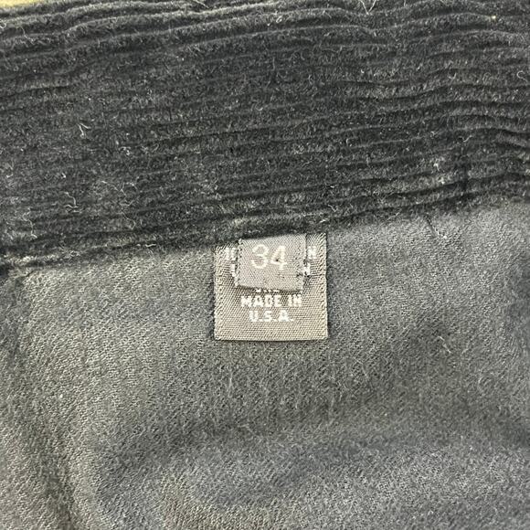 R.Swiader Pants Corduroy Mens 34 Black Trousers Pleated Straight Leg Button Fly - Picture 7 of 12